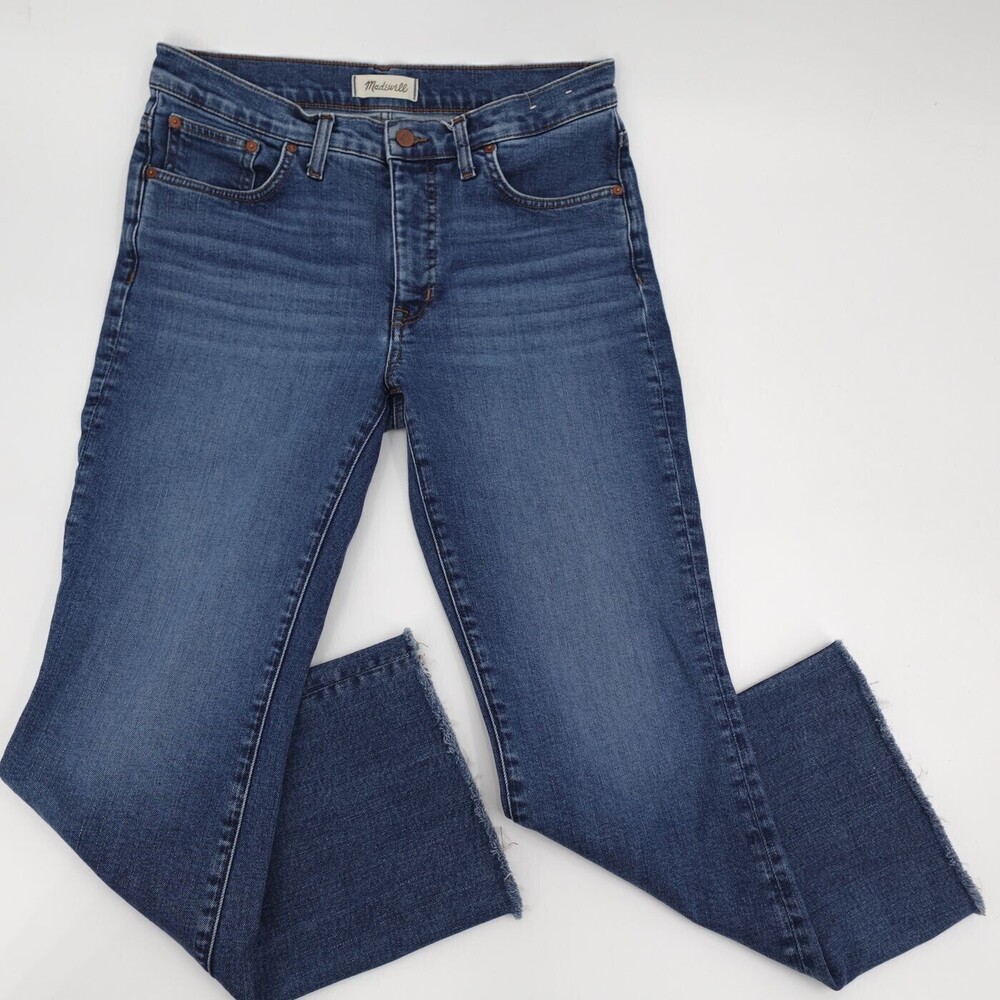 Madewell Jeans Womens 30 Blue Mid-Rise Kick Out Straight Stretch Denim Cotton